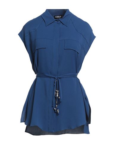 Dondup Woman Shirt Navy Size 8 Acetate, Silk