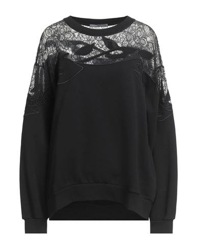 Alberta Ferretti Woman Sweatshirt Black Size 12 Cotton, Elastane, Polyamide, Modal In Black