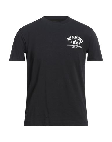 John Richmond Man T-shirt Black Size Xl Cotton, Lycra
