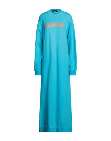 Dsquared2 Woman Long Dress Azure Size Xs Cotton, Elastane In Blue