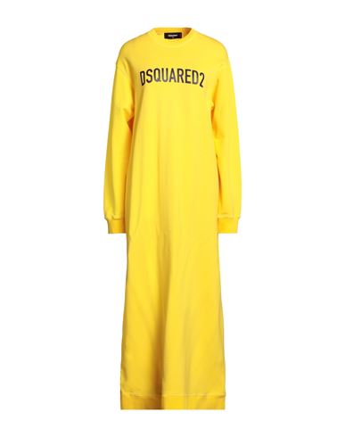 Dsquared2 Woman Maxi Dress Yellow Size Xs Cotton, Elastane