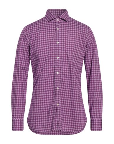 Caliban 820 Man Shirt Mauve Size 15 ½ Cotton, Elastane In Purple