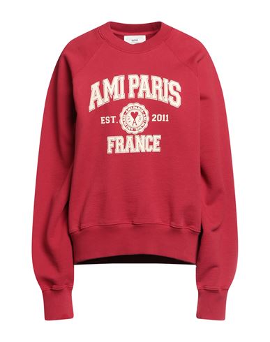 Shop Ami Alexandre Mattiussi Woman Sweatshirt Burgundy Size Xxl Cotton In Red