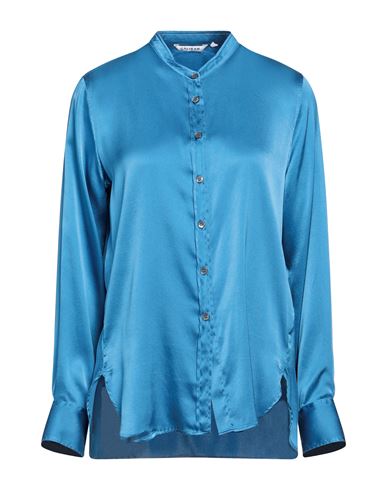 Caliban Woman Shirt Azure Size 6 Silk, Elastane In Blue