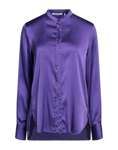 Caliban Woman Shirt Purple Size 10 Silk, Elastane