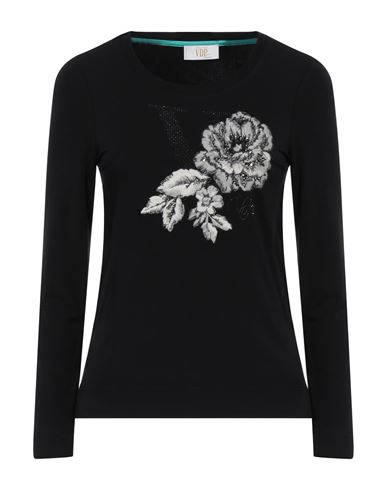 Vdp Collection Woman T-shirt Black Size 6 Viscose, Elastane | ModeSens