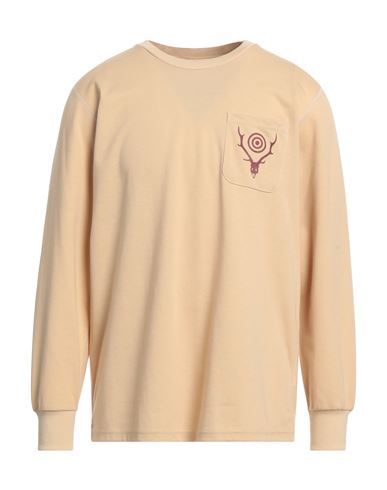 South2 West8 Man T-shirt Camel Size S Polyester, Cotton In Beige