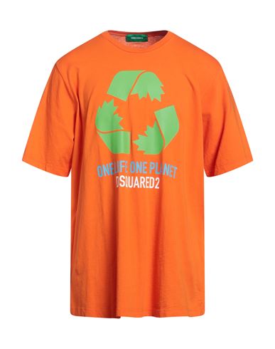 Dsquared2 Man T-shirt Orange Size L Cotton