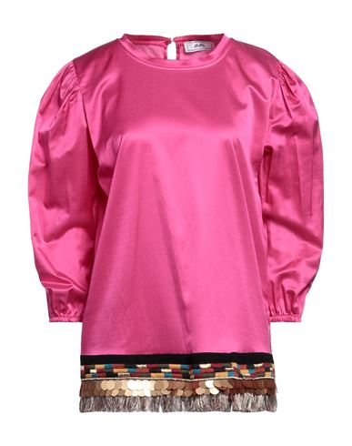 Shop Jijil Woman Top Fuchsia Size 6 Cotton, Silk, Elastane In Pink