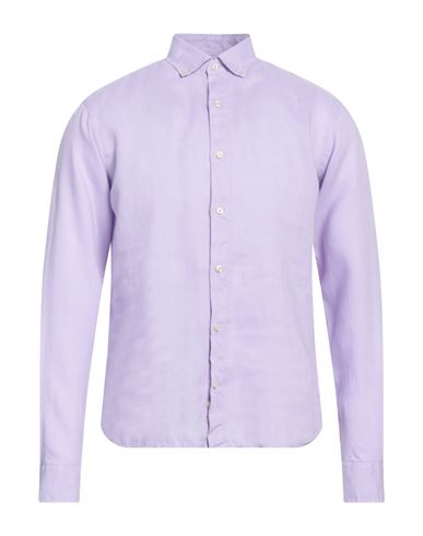 Rossopuro Man Shirt Lilac Size 15 ½ Linen In Purple