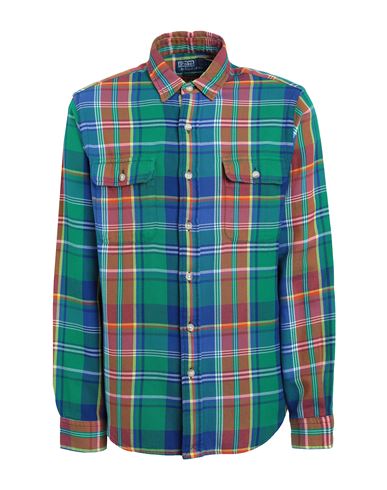 Polo Ralph Lauren Classic Fit Plaid Twill Workshirt Man Shirt Green Size Xxl Cotton