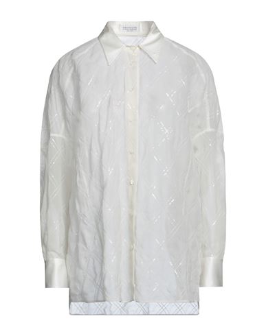 Brunello Cucinelli Woman Shirt White Size M Silk, Polyester, Elastane