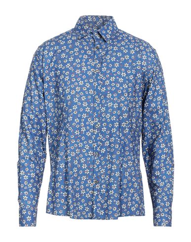 Shop Daniele Alessandrini Homme Man Shirt Blue Size 16 Viscose, Cotton