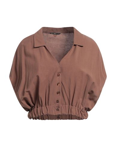 Take-two Woman Shirt Dark Brown Size Xl Viscose, Linen
