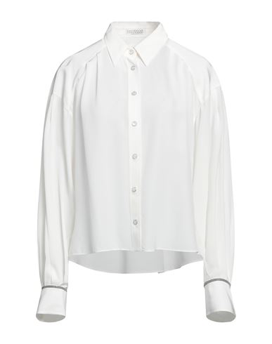 Brunello Cucinelli Woman Shirt White Size M Silk, Brass, Ecobrass