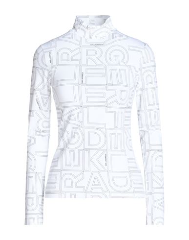 Karl Lagerfeld Square Aop Lslv Top Woman T-shirt White Size Xs Cotton, Elastane