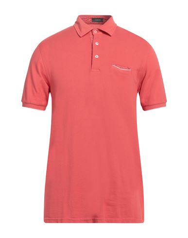Rossopuro Man Polo Shirt Coral Size 6 Cotton In Red