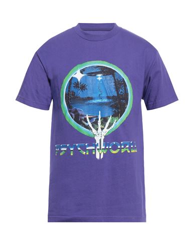 Psych World Man T-shirt Purple Size L Cotton