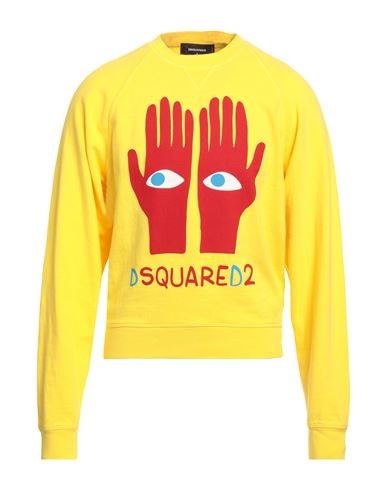 Dsquared2 Man Sweatshirt Yellow Size L Cotton, Elastane