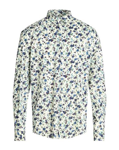 8 By Yoox Printed Regular Shirt Man Shirt Blue Size S Cotton, Polyester