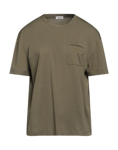 Brunello Cucinelli Woman T-shirt Military Green Size M Cotton, Brass