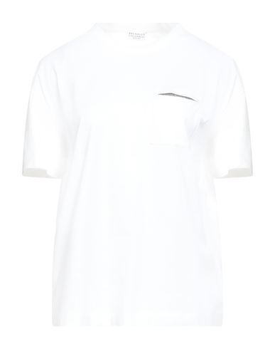 Shop Brunello Cucinelli Woman T-shirt White Size M Cotton, Brass