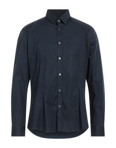 Daniele Alessandrini Homme Man Shirt Midnight Blue Size 17 ½ Cotton, Elastane In Black
