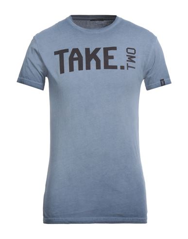 Take-two Man T-shirt Slate Blue Size L Cotton