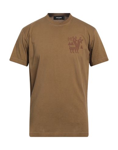 Dsquared2 Man T-shirt Khaki Size Xxl Cotton In Beige