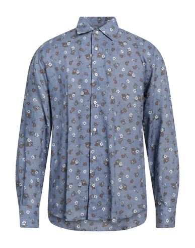 Rossopuro Man Shirt Slate Blue Size 16 ½ Linen