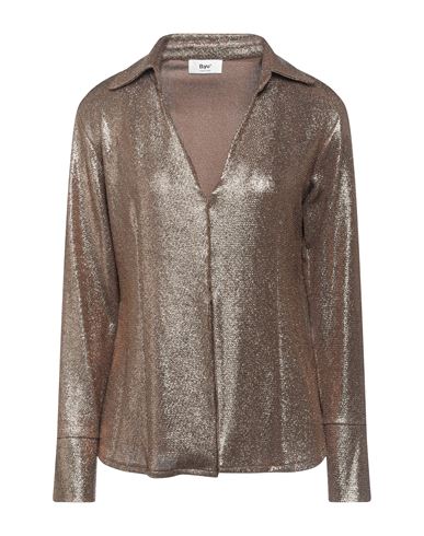 B.yu B. Yu Woman Top Bronze Size S Polyamide, Elastane, Metallic Fiber In Brown