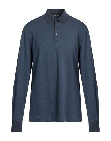 Zegna Man Polo Shirt Navy Blue Size 48 Cotton