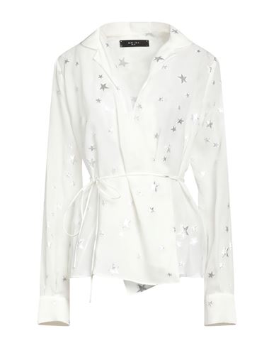 Amiri Woman Shirt White Size 2 Silk, Metallic Polyester