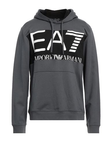 Ea7 Man Sweatshirt Lead Size Xxl Cotton, Elastane In Grey