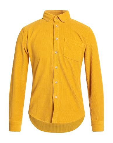 Portuguese Flannel Man Shirt Ocher Size Xl Cotton In Yellow
