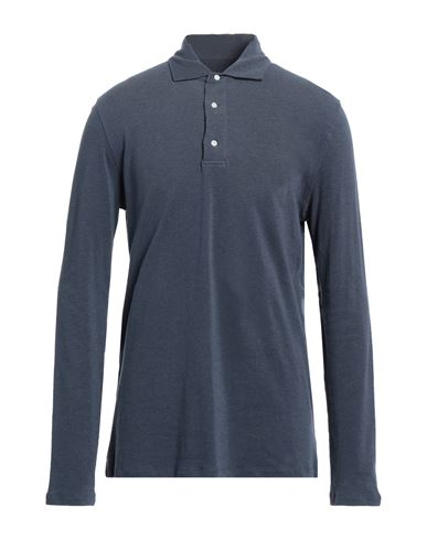 Isaia Man Polo Shirt Blue Size L Cotton In Navy Blue