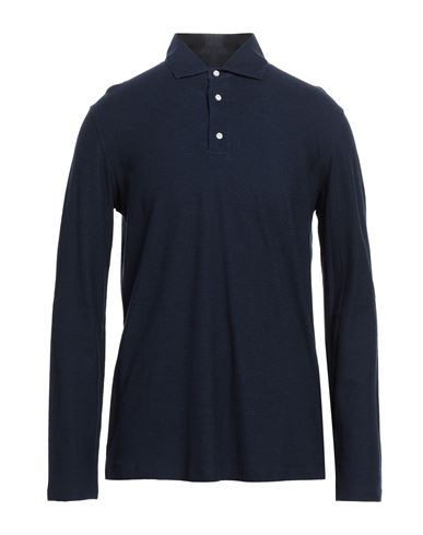 Isaia Man Polo Shirt Midnight Blue Size L Cotton