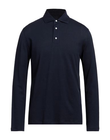 Isaia Man Polo Shirt Midnight Blue Size Xxl Cotton In Brown