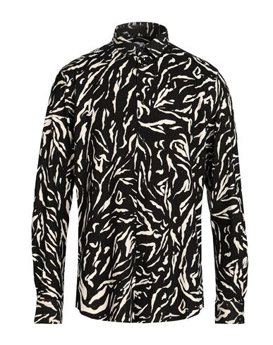8 By Yoox Printed Silk Regular-fit Shirt Man Shirt Black Size Xxl Silk