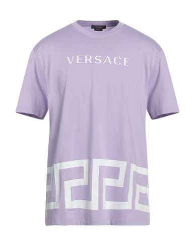 Versace Man T-shirt Lilac Size Xl Cotton In Purple