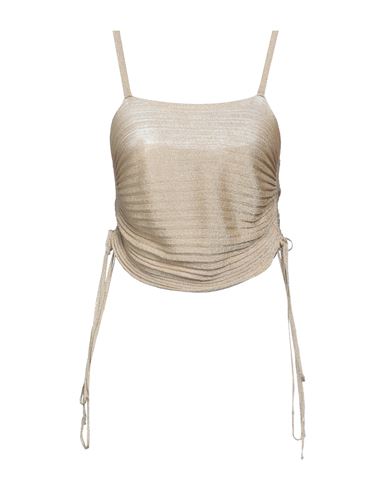 Rochas Woman Top Beige Size S Acetate, Polyester, Polyamide