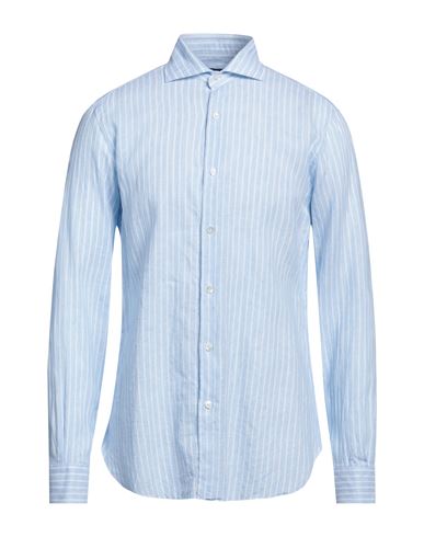 Barba Napoli Man Shirt Light Blue Size 16 Linen