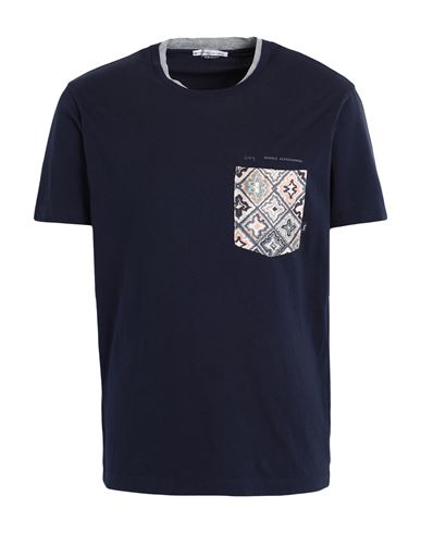 Grey Daniele Alessandrini Man T-shirt Navy Blue Size Xxl Cotton