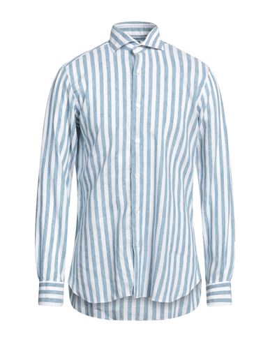 Barba Napoli Man Shirt Slate Blue Size 17 Linen