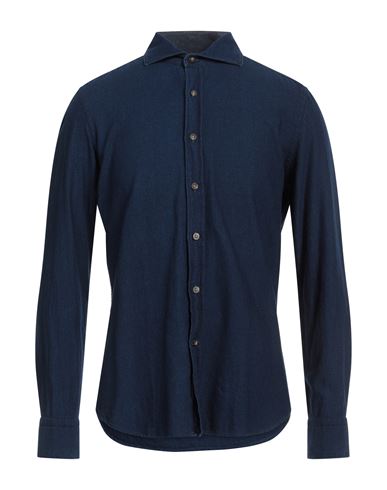 Ghirardelli Man Shirt Midnight Blue Size 17 Cotton In Navy Blue