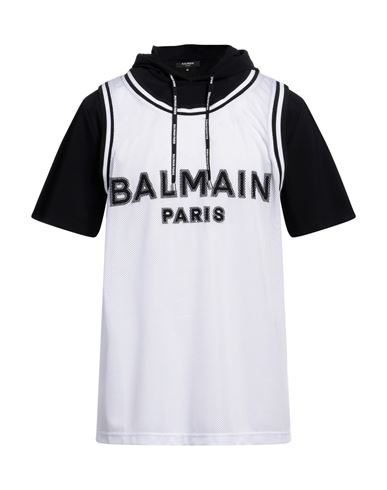 Balmain Man T-shirt White Size M Polyester, Polyamide, Elastane
