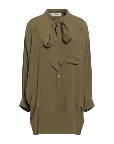 Jucca Woman Shirt Military Green Size 4 Acetate, Silk