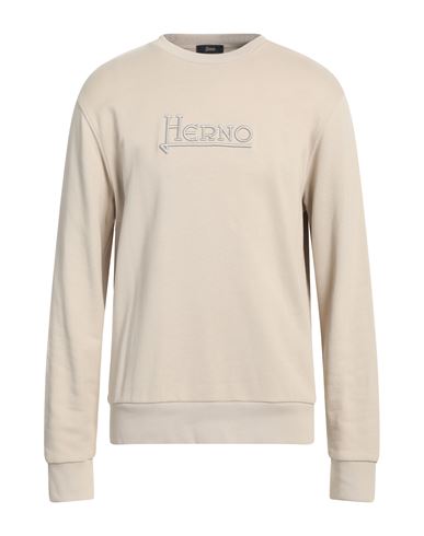 Herno Man Sweatshirt Beige Size 36 Cotton, Elastane