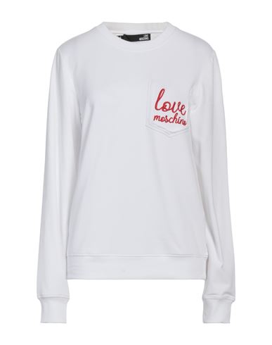 Love Moschino Woman Sweatshirt White Size 2 Cotton, Elastane