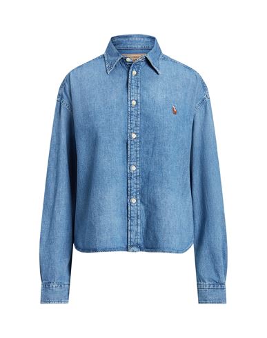 Polo Ralph Lauren Woman Denim Shirt Blue Size Xl Cotton